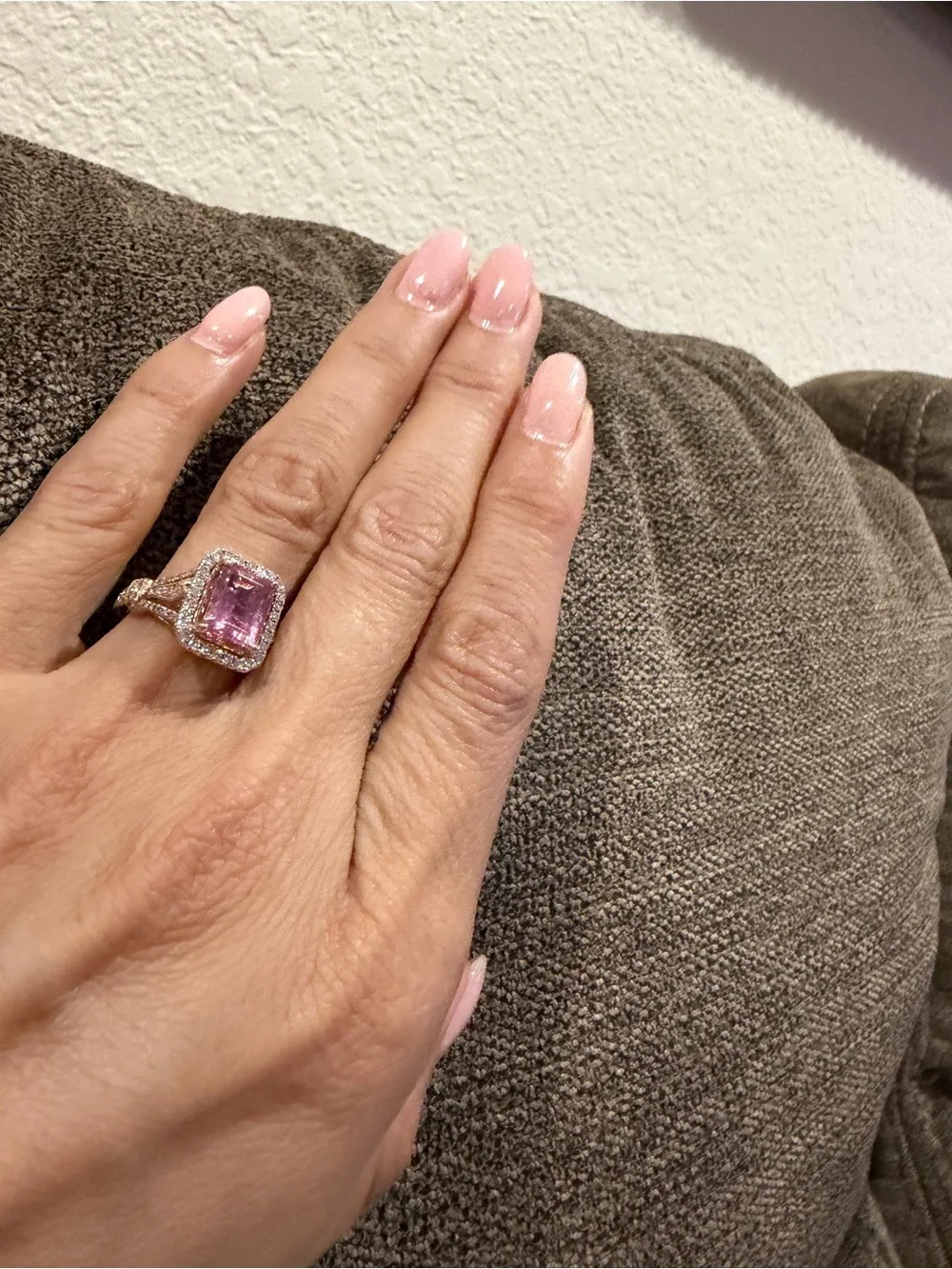 $7218 Natural 2.11 CT Pink Tourmaline & Diamond Ring | 14K Rose Gold